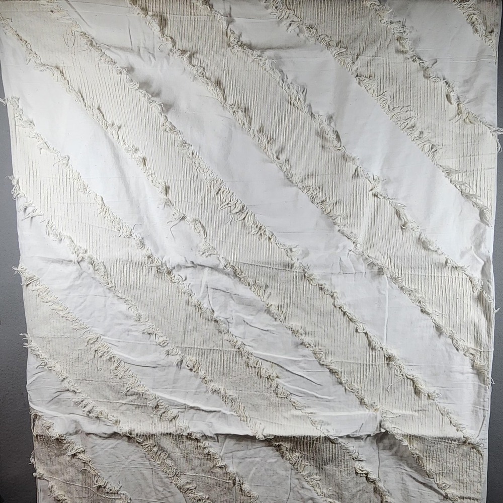 Opalhouse Tufted Textured Stripe Duvet Cover Full/Queen Ivory‎ Boho Fringe